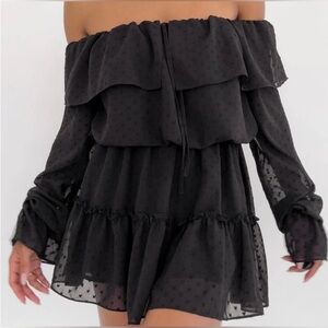 Rumored Senorita Off Shoulder Mini Dress in Black - Size M